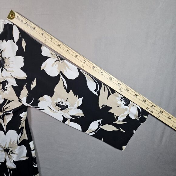 Allison Daley Black Floral Embellished Rhinestone Blouse PXL - Picture 5 of 9